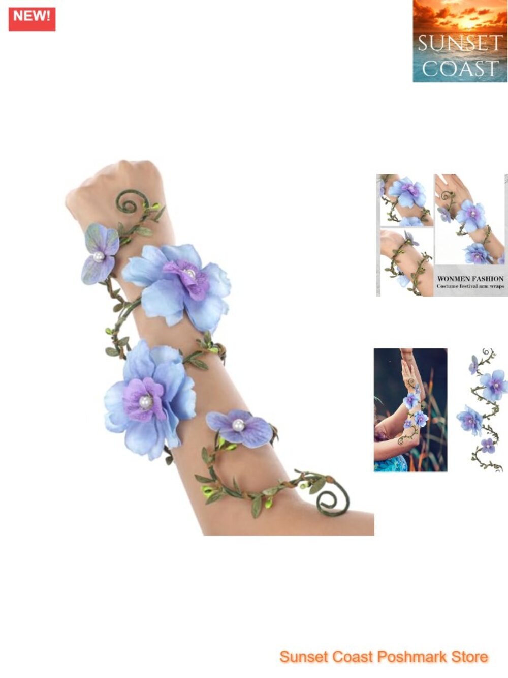 FRESHME Fairy Floral Arm Wrap Renaissance Elf Costume Bracelet